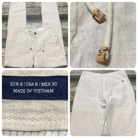 Zara Pants Zara Man 0 Linen Pants Mens S Inseam 32 Light Beige